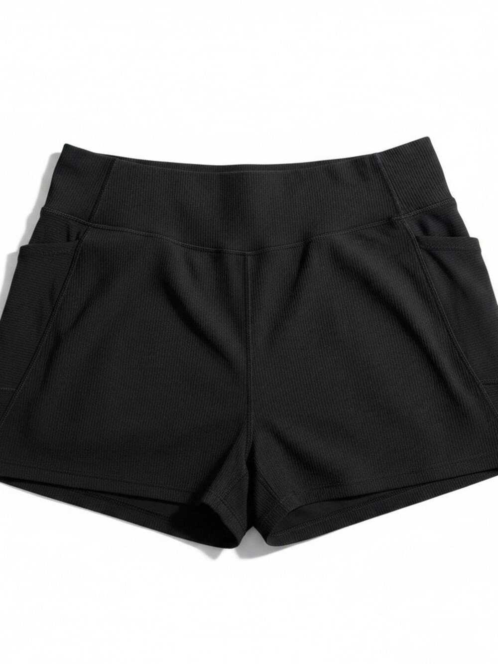 Old Navy Active Powersoft High Rise Ribbed Bike Shorts Black XXL Side Pockets
